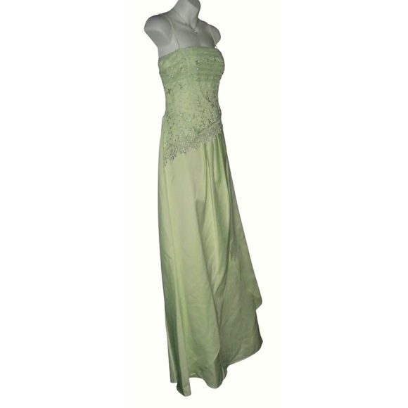 Masquerade Dress Vintage y2k Lime Green Fairy Mesh Glitter Gown Princess Pixie - Picture 3 of 16